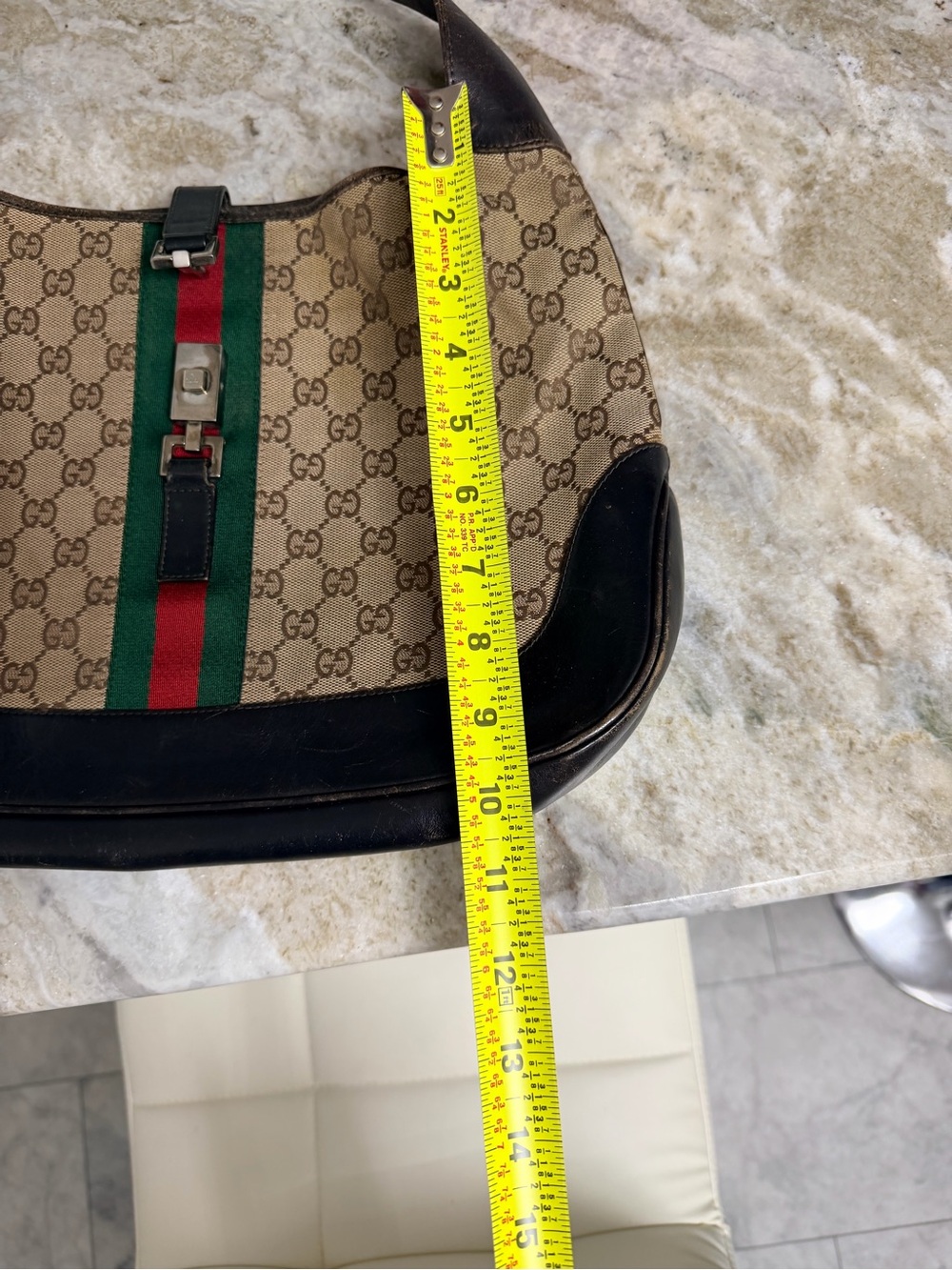 Gucci Jackie Original Web Shoulder Bag Leather and GG Canvas Medium - Picture 15 of 16